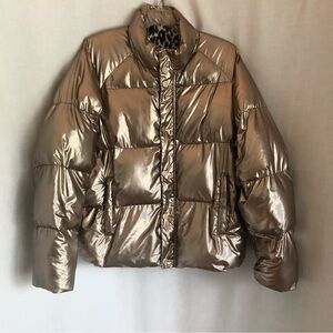 Mother The Pillow Talk Puffer Jacket Large  Metallic Mirror Image